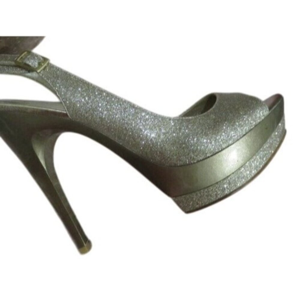 PELLE MODA Gleam Gold Glitter Slingback Pumps Heels size 8.5 Sexy Stilettos - Picture 7 of 14